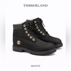 Timberland Black and Gold Ankle Boots with Gold Eyelets